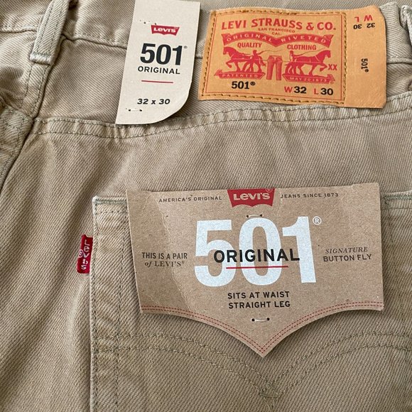 Levi’s 501 ORIGINAL FIT TWILL MEN'S JEANS Beige 005011212 - Picture 5 of 5